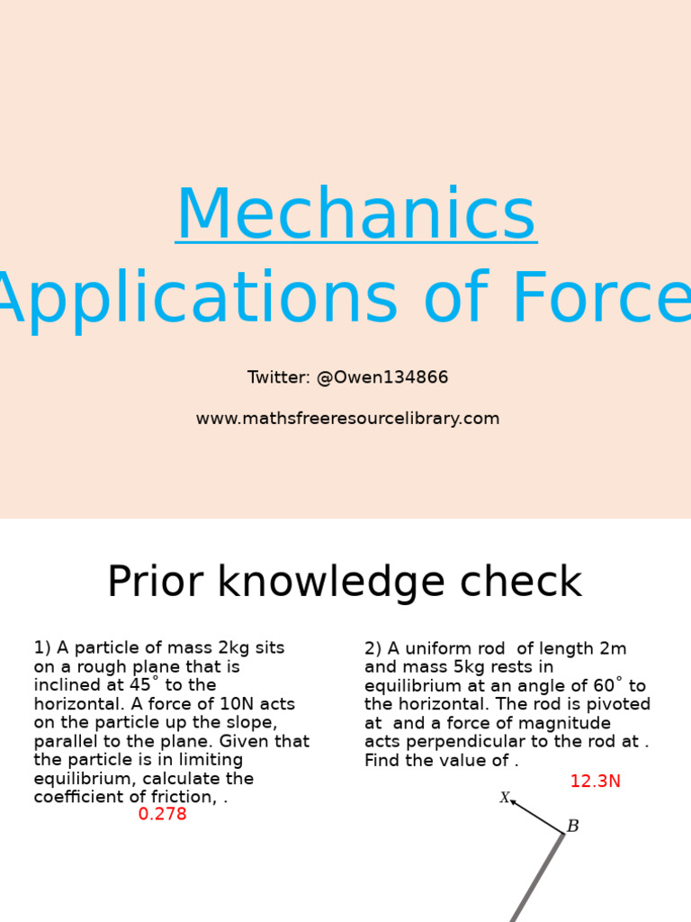 7) M - Applications of Forces | PDF | Force | Friction