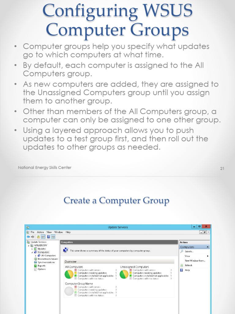 Configuring WSUS Computer Groups Guide | PDF