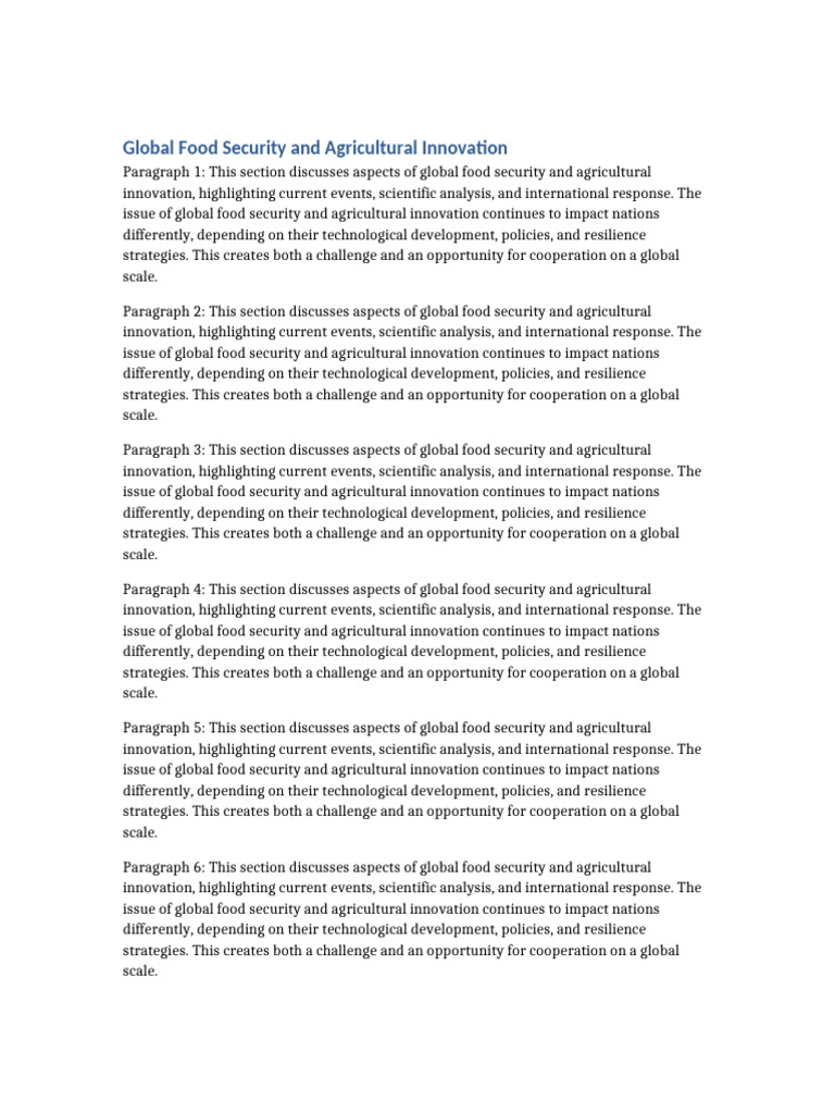 Global Food Security and Agric | PDF | Food Security | Innovation