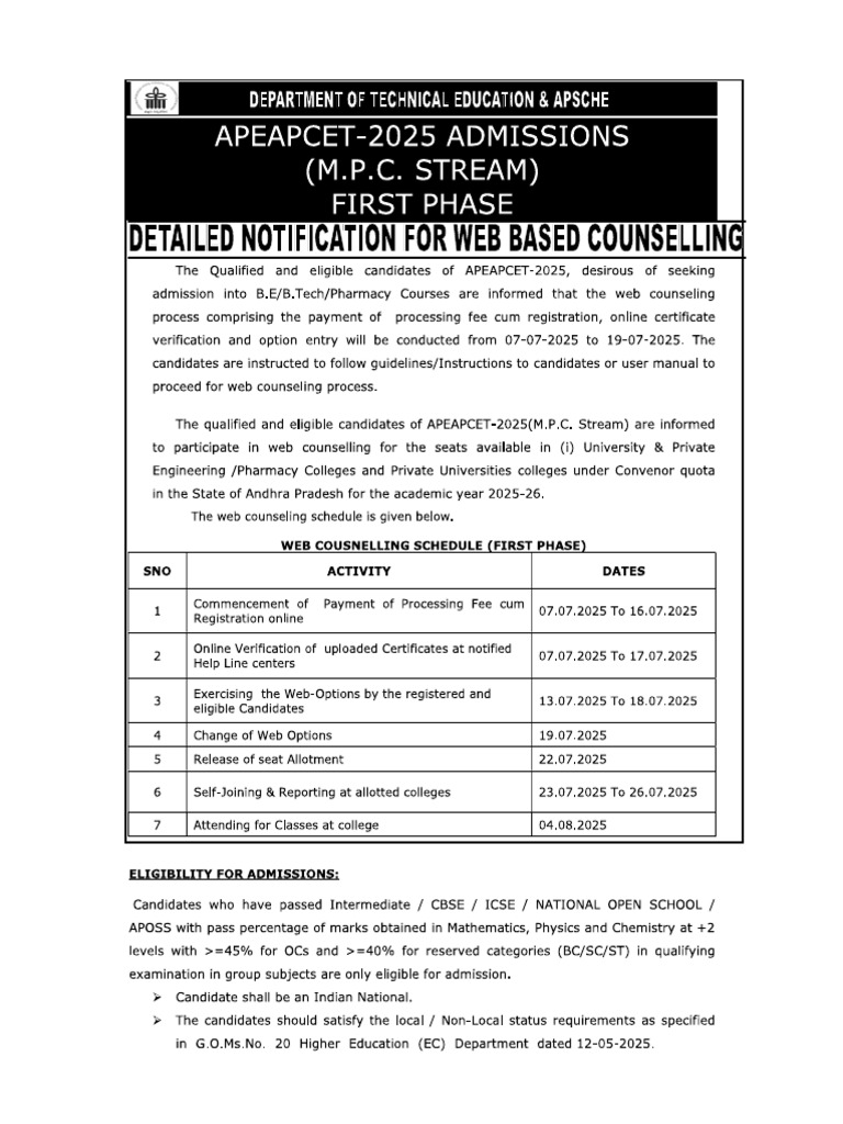 Imp Instructions Eamcet | PDF