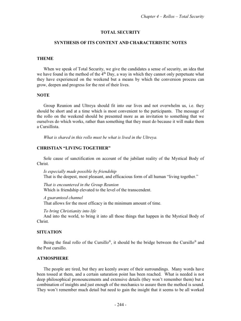 Total Security in Cursillo Method | PDF | Eucharist | Jesus