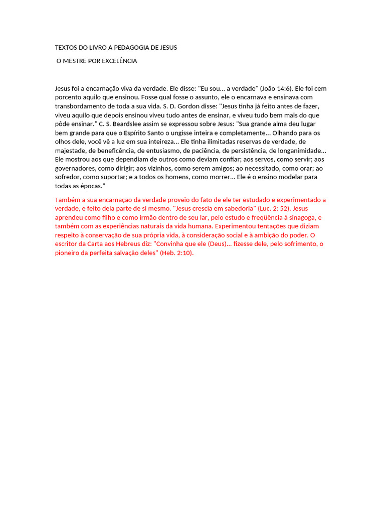 A Pedagogia de Jesus: Verdade e Ensino | PDF