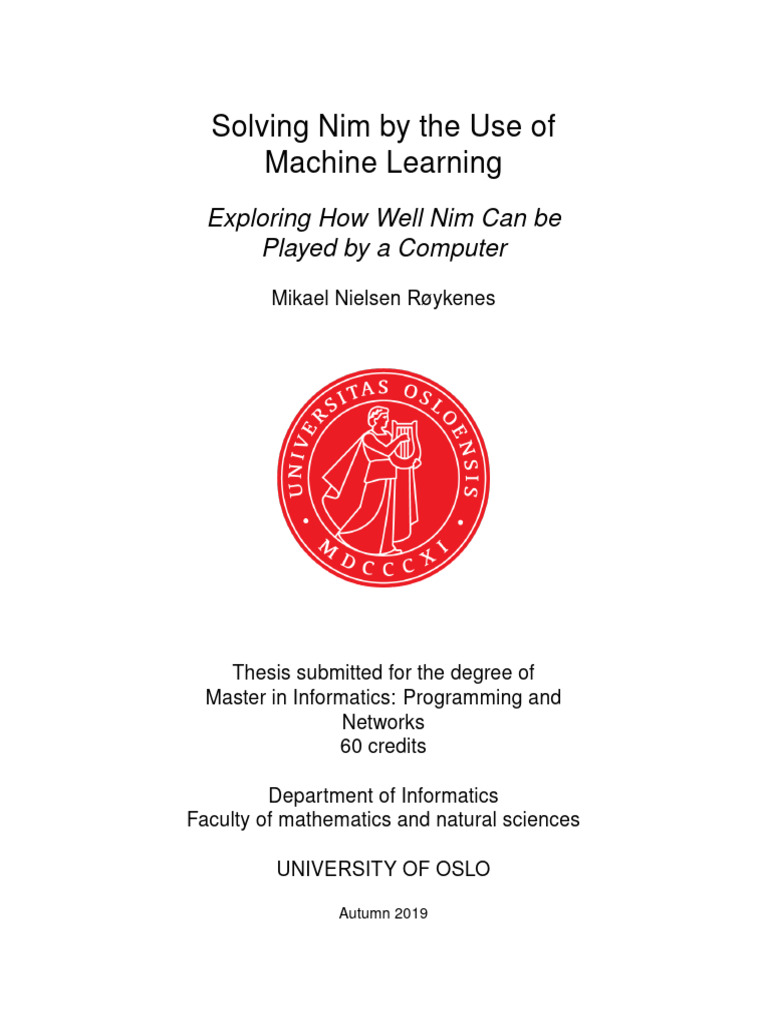 Solving Nim by The Use of Machine Learning | PDF | Theoretical Computer ...