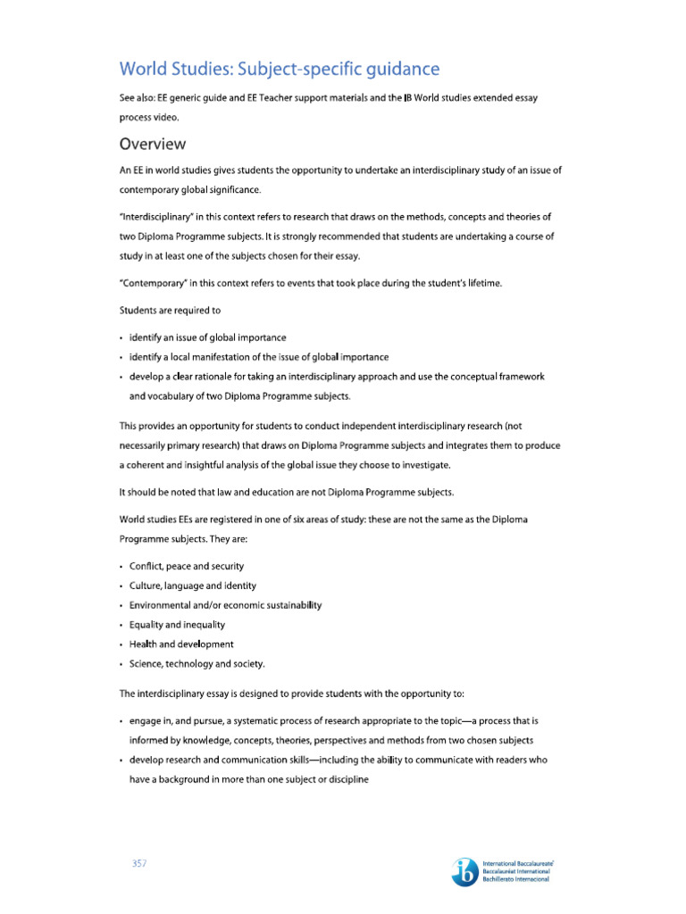 World Studies EE Guidance | PDF