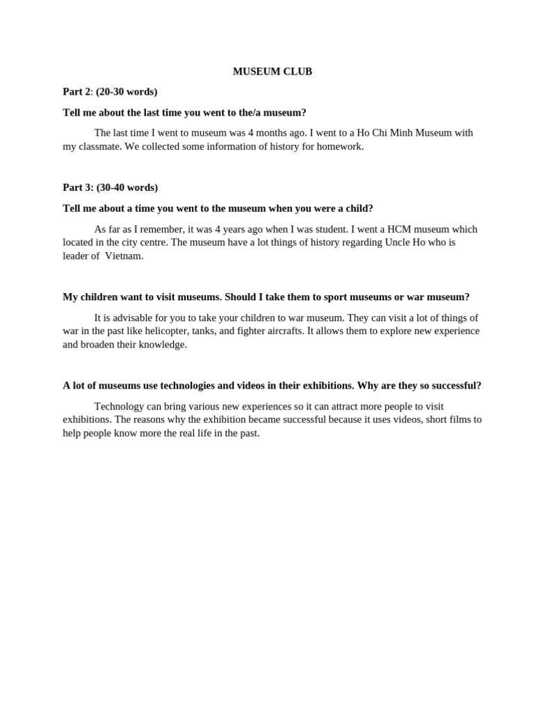 Museum Visit Experiences and Suggestions | PDF