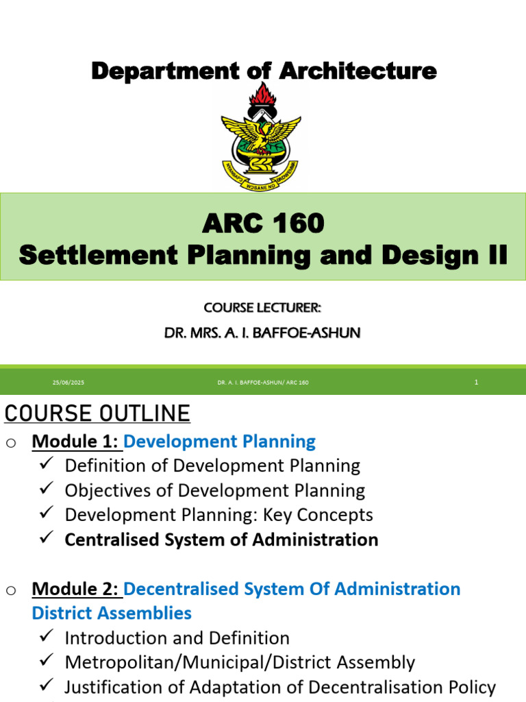 ARC 160 Settlemnet Planning and Design II Lecture 1-5 | PDF ...