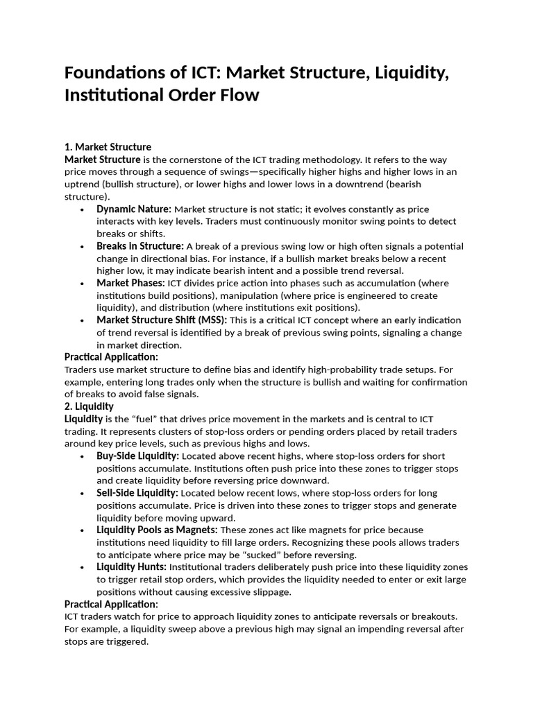 ICT Trading: Market Structure & Liquidity | PDF | Market Trend ...