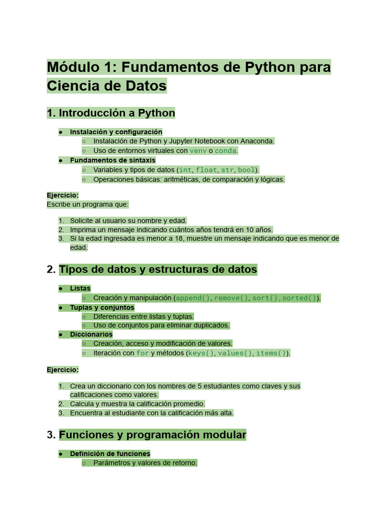 Fundamentos de Python para Ciencia de Datos | PDF | Python (lenguaje de ...