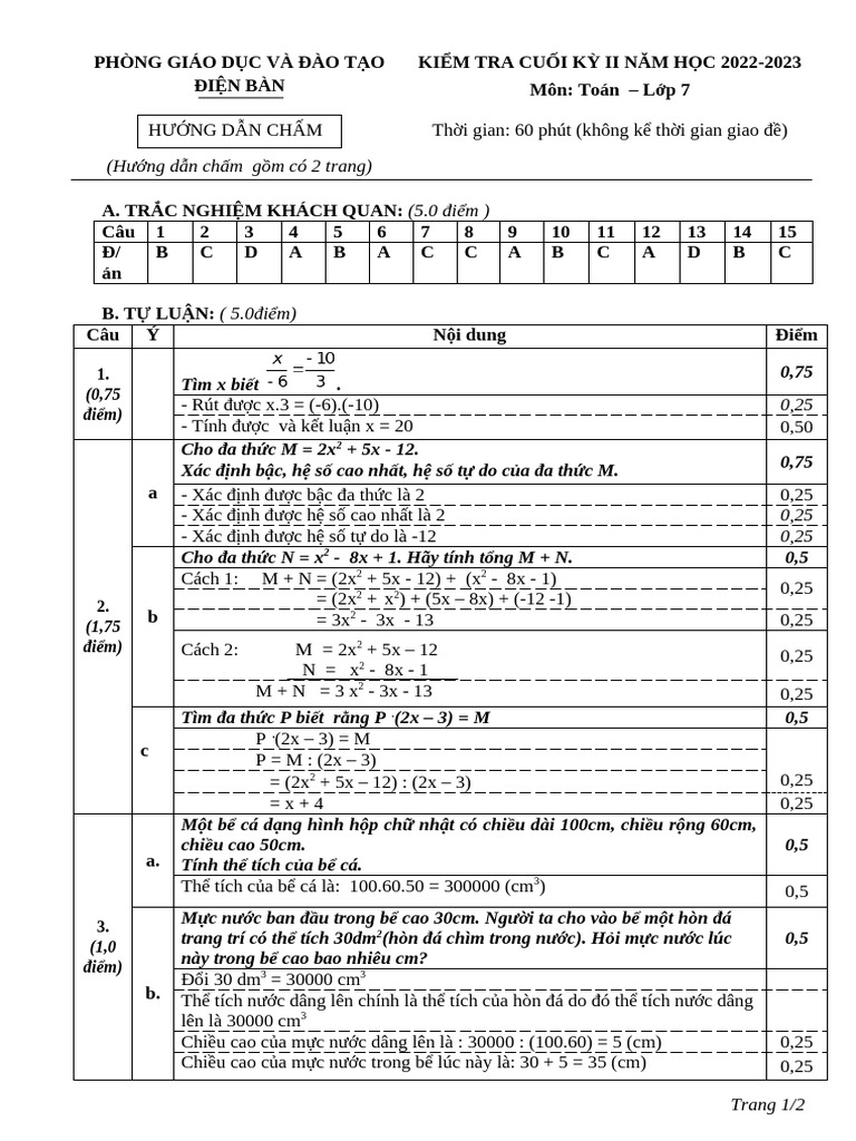 Dap - An - HDC Toan 7 | PDF
