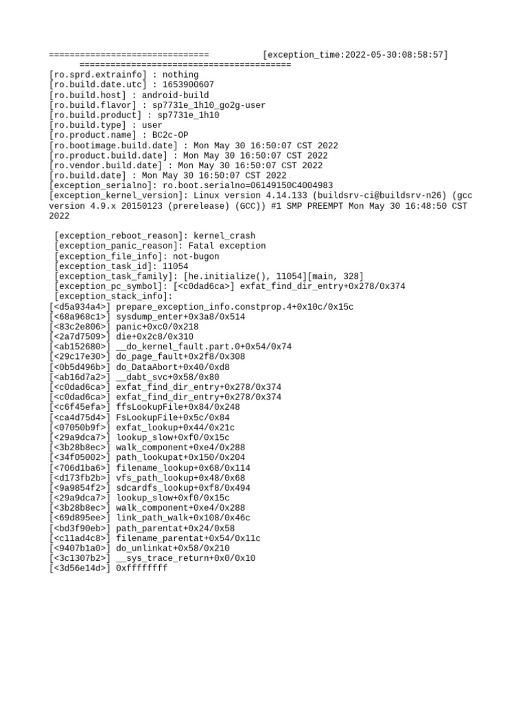 Kernel Crash Log Analysis Report | PDF