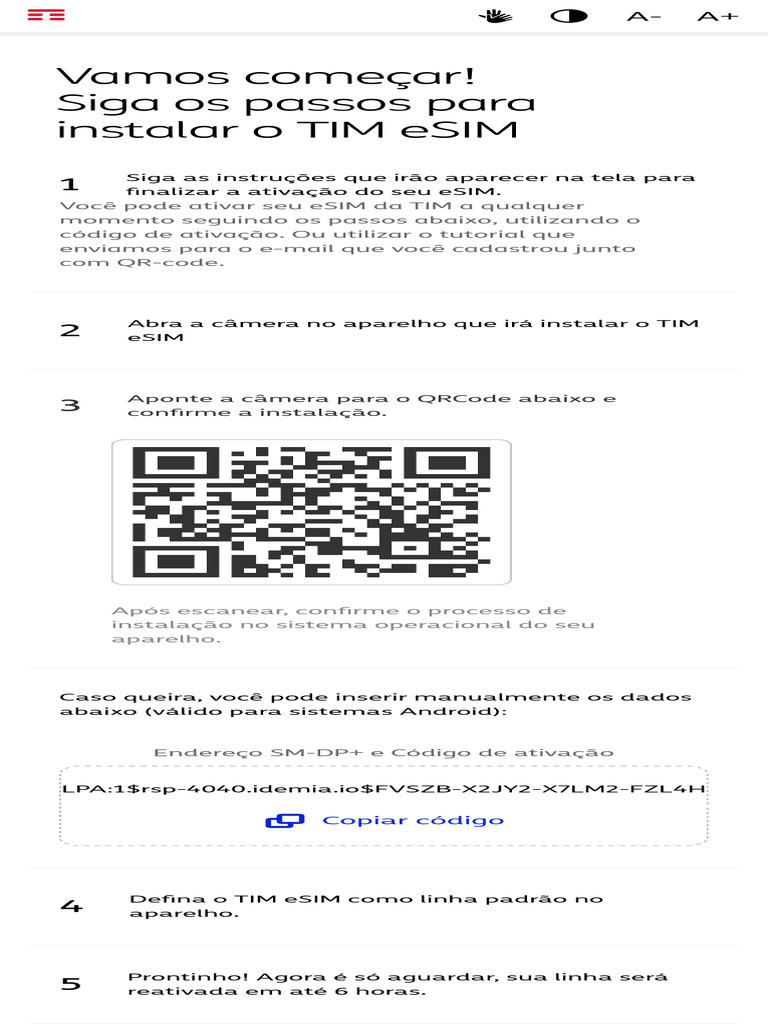 Ativação do TIM eSIM Passo a Passo | PDF