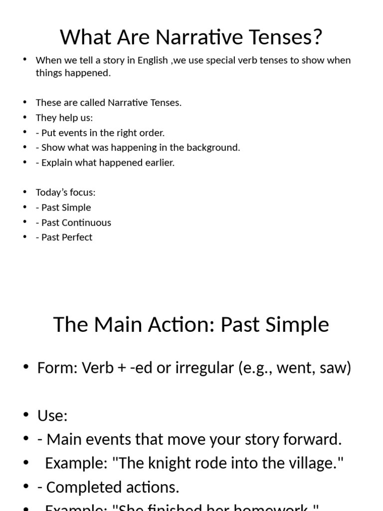 Understanding Narrative Tenses in English | PDF | Perfect (Grammar ...