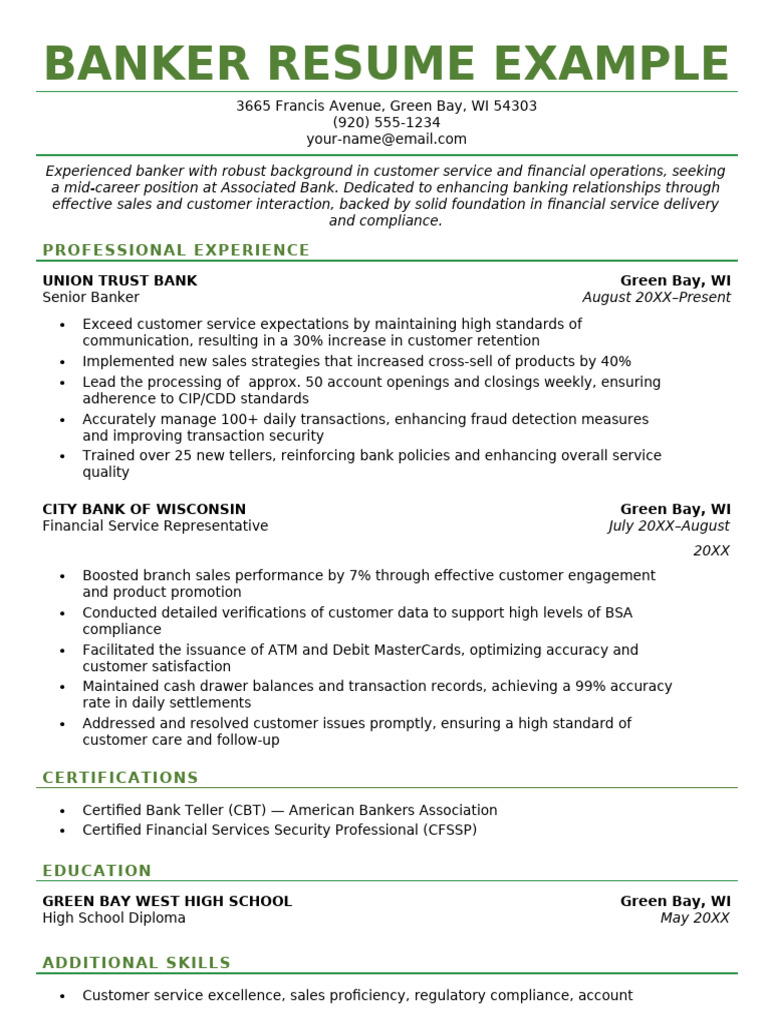 Mid-Career Banker Resume Example | PDF | Résumé | Banks
