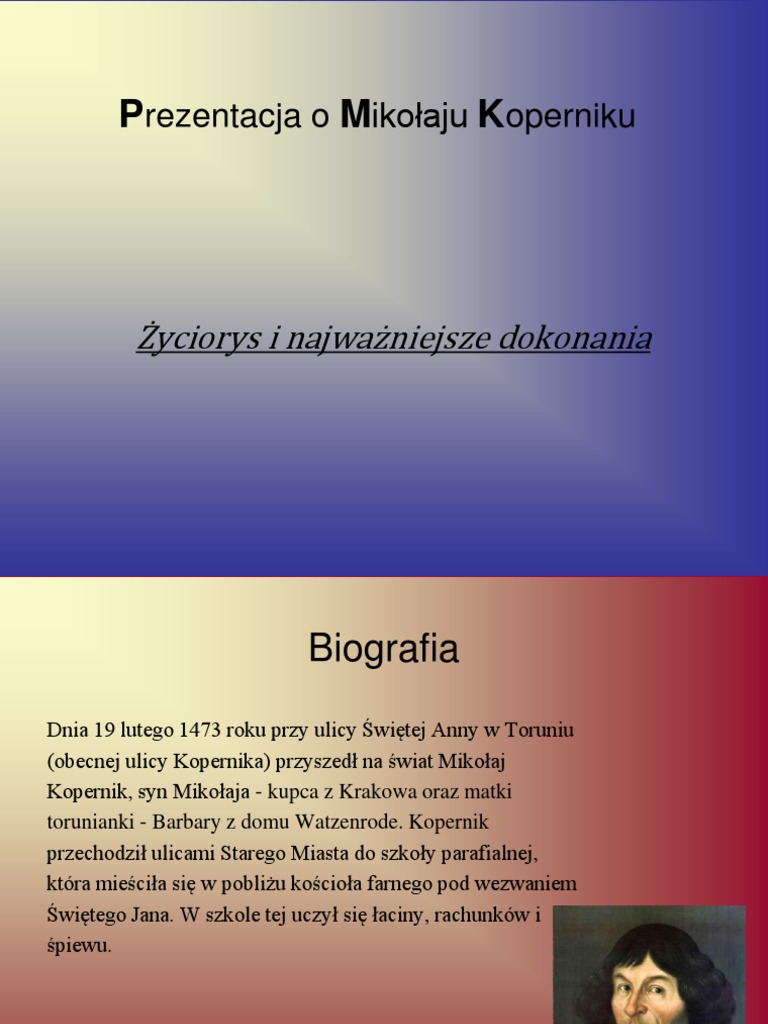 Notatka Biograficzna O Mikołaju Koperniku