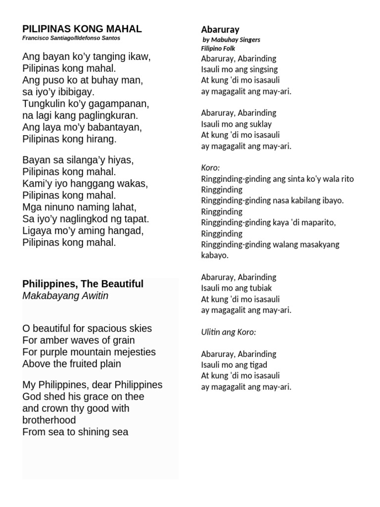 Philipines Song Lyrics | PDF