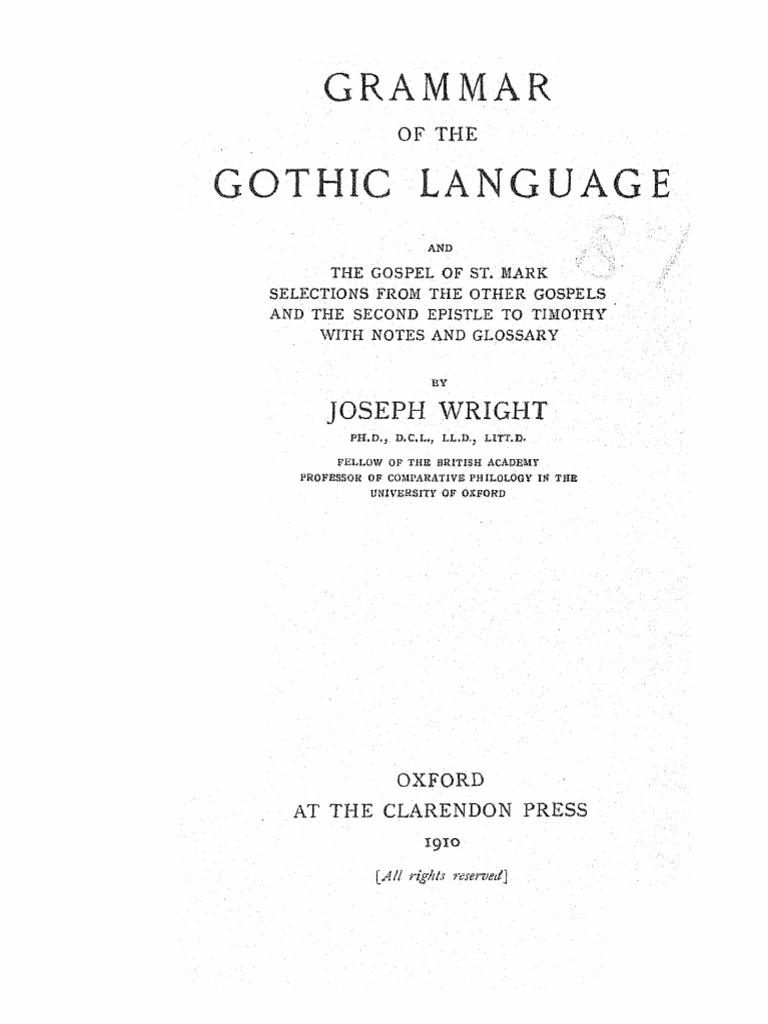 Grammar of The Gothic Language | PDF