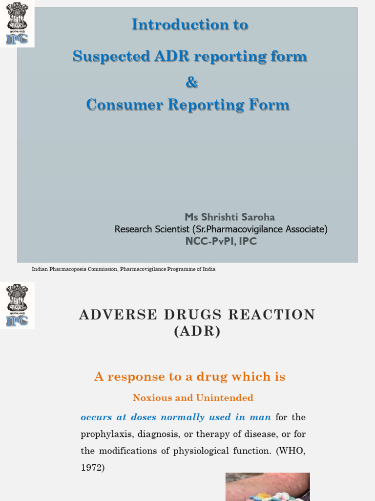ADR Reporting Form Overview | PDF | Pharmacovigilance | Adverse Effect