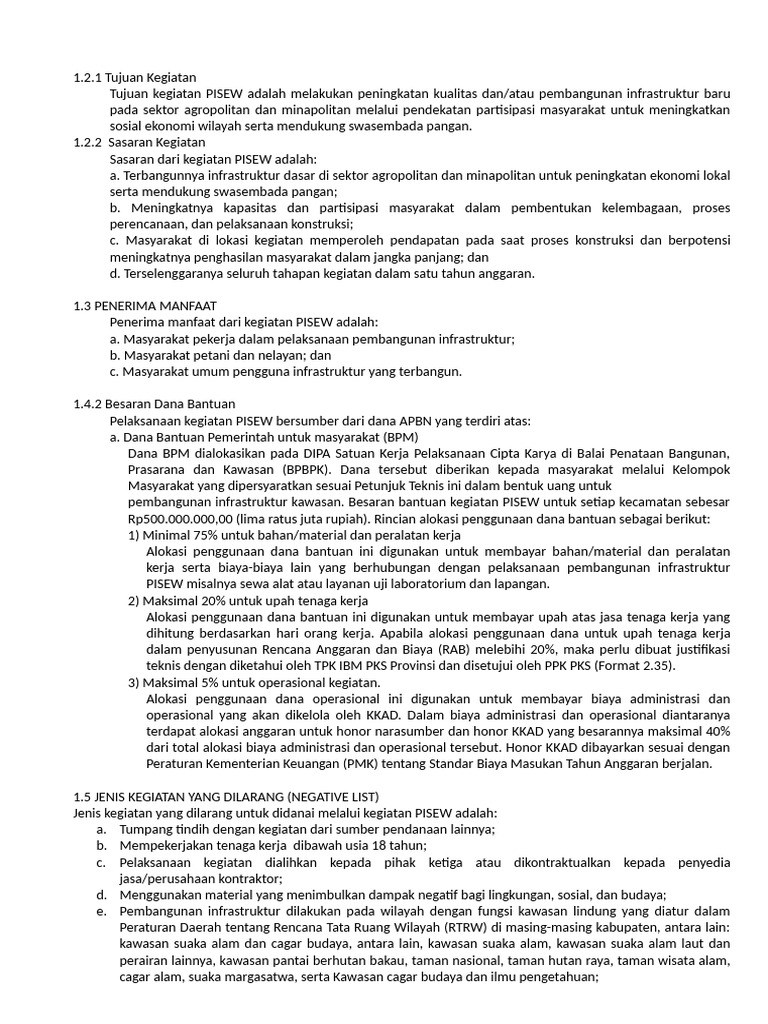 Program PISEW 2025: Tujuan dan Dana | PDF