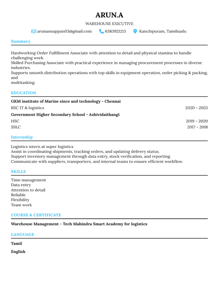 Arun - Resume | PDF