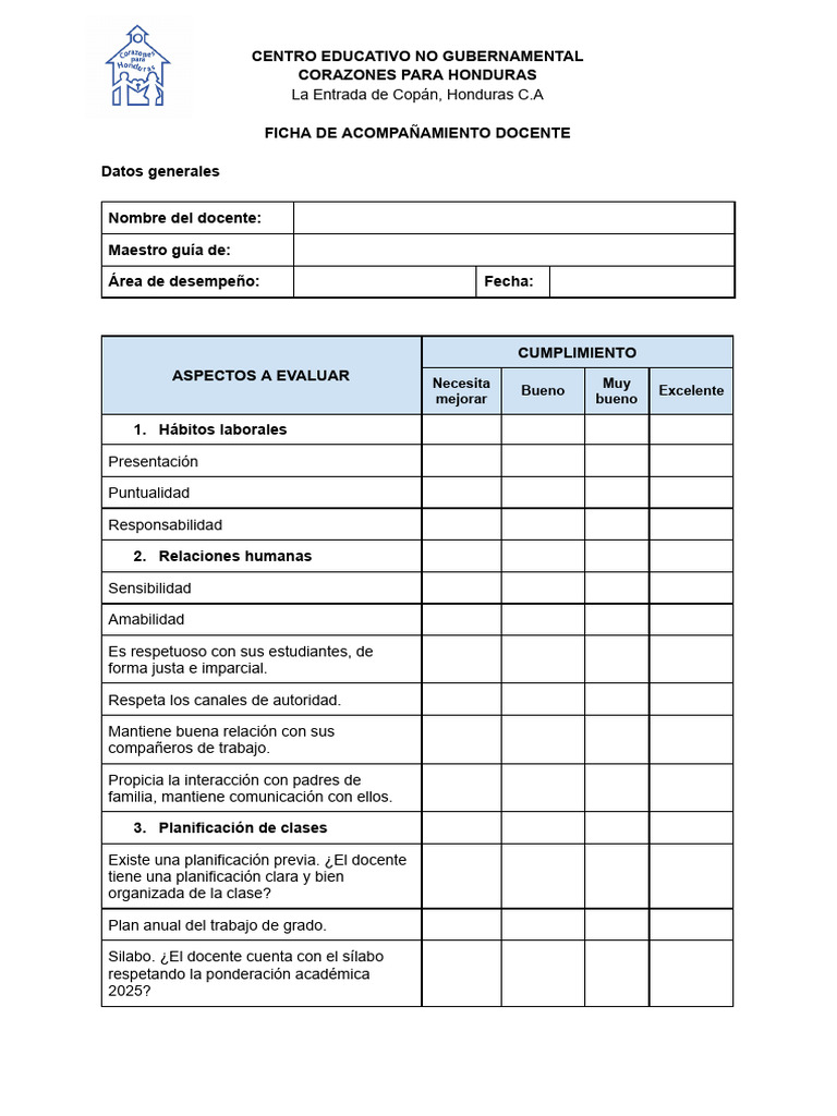 Ficha de Acompañamiento Docente | PDF | Maestros | Planificación