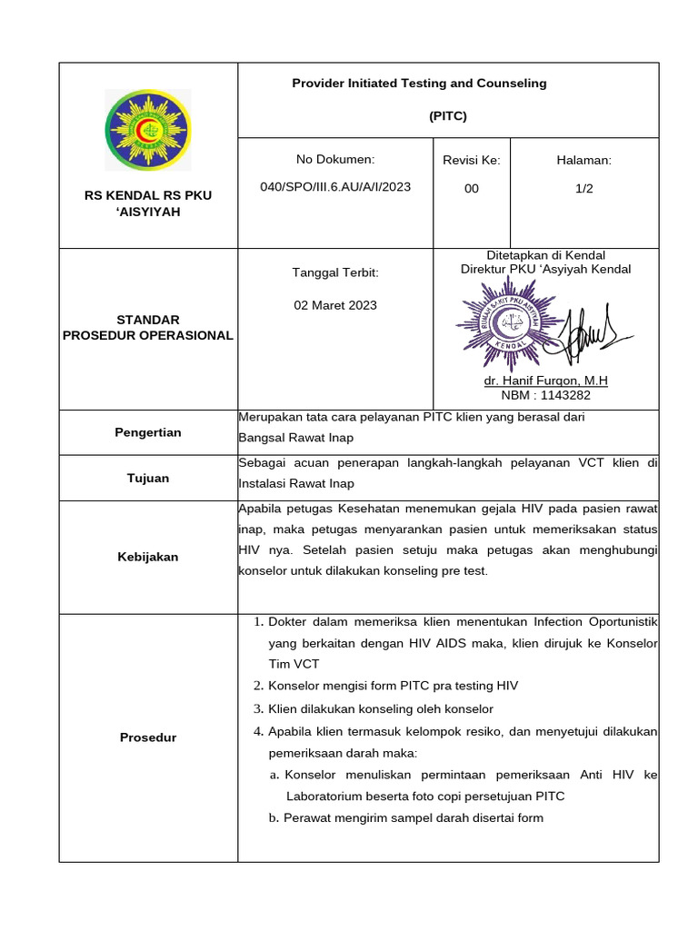 Prosedur PITC untuk Rawat Inap RS PKU | PDF