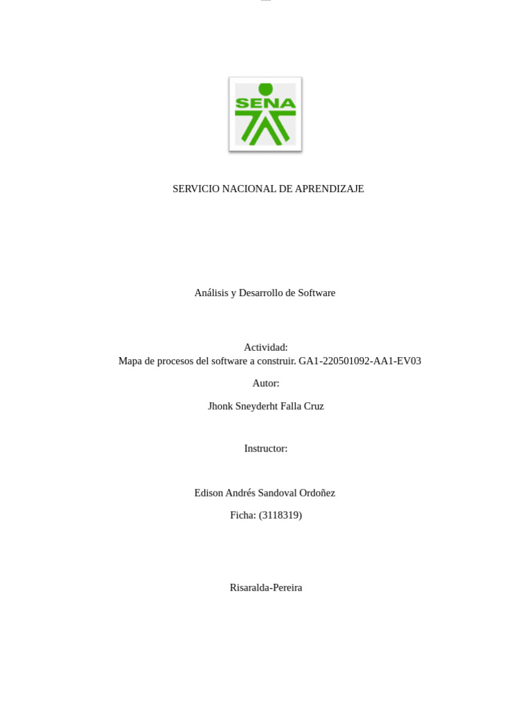 Mapa de Procesos Del Software A Construir. GA1-220501092-AA1-EV03 | PDF ...