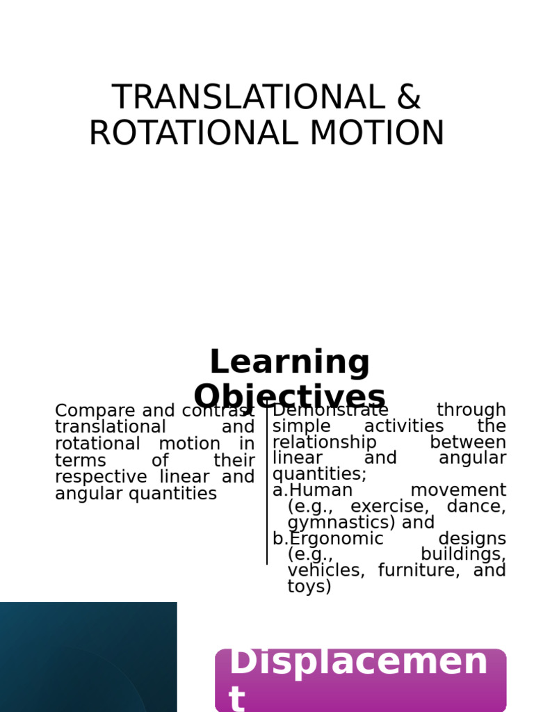 Translational vs. Rotational Motion Explained | PDF | Rotation ...