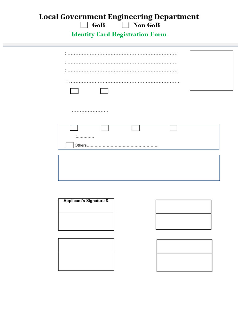 Identity Card Registration Form Template | PDF