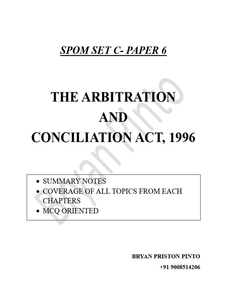 SPOM Set C Arbitration Notes | PDF | Alternative Dispute Resolution ...