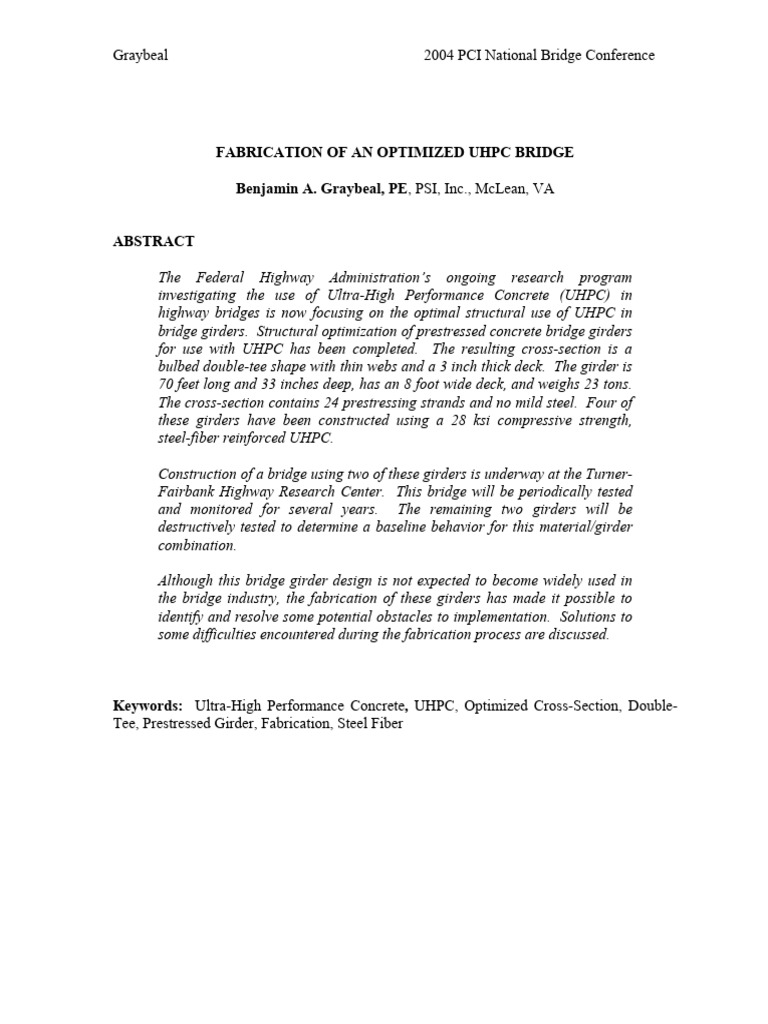 Optimized UHPC Bridge Girder Design | PDF | Concrete | Prestressed Concrete