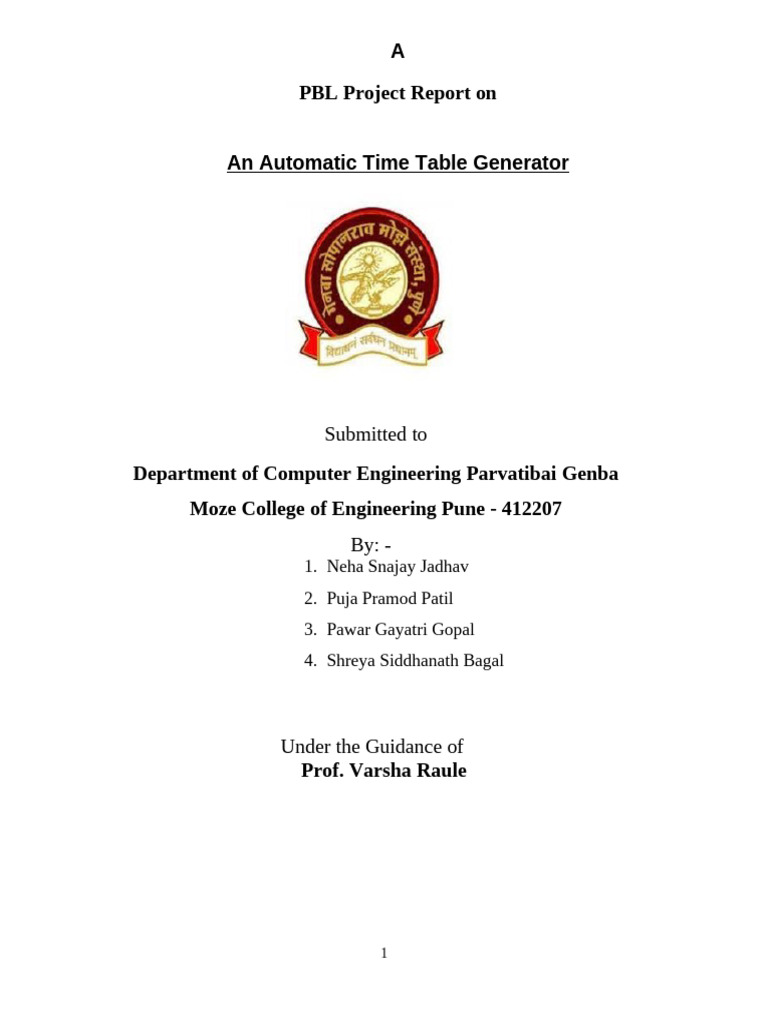 Automatic Time Table Generator Project | PDF | Information Technology ...