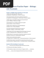 Life Processes Class 10 Question Paper | PDF
