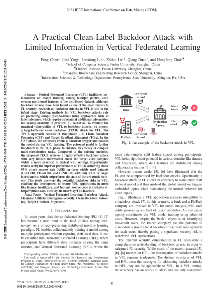 Practical Backdoor Attack in VFL | PDF | Statistical Inference ...