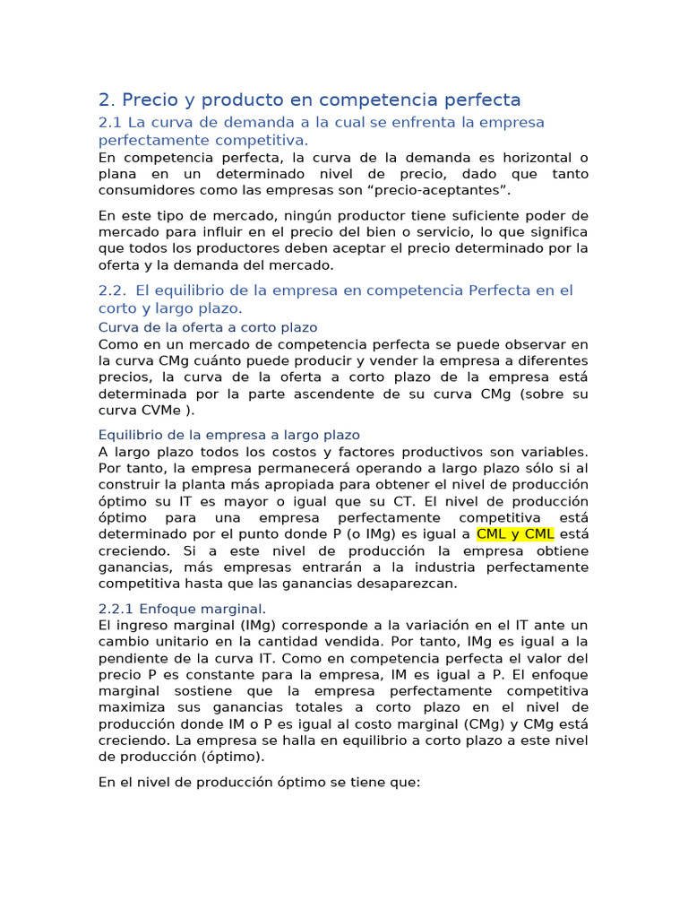 Precio y Producto en Competencia Perfeca | PDF | Mercado (economía ...