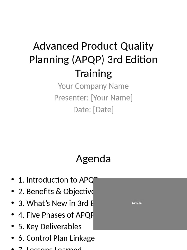 APQP 3rd Edition Training Overview | PDF