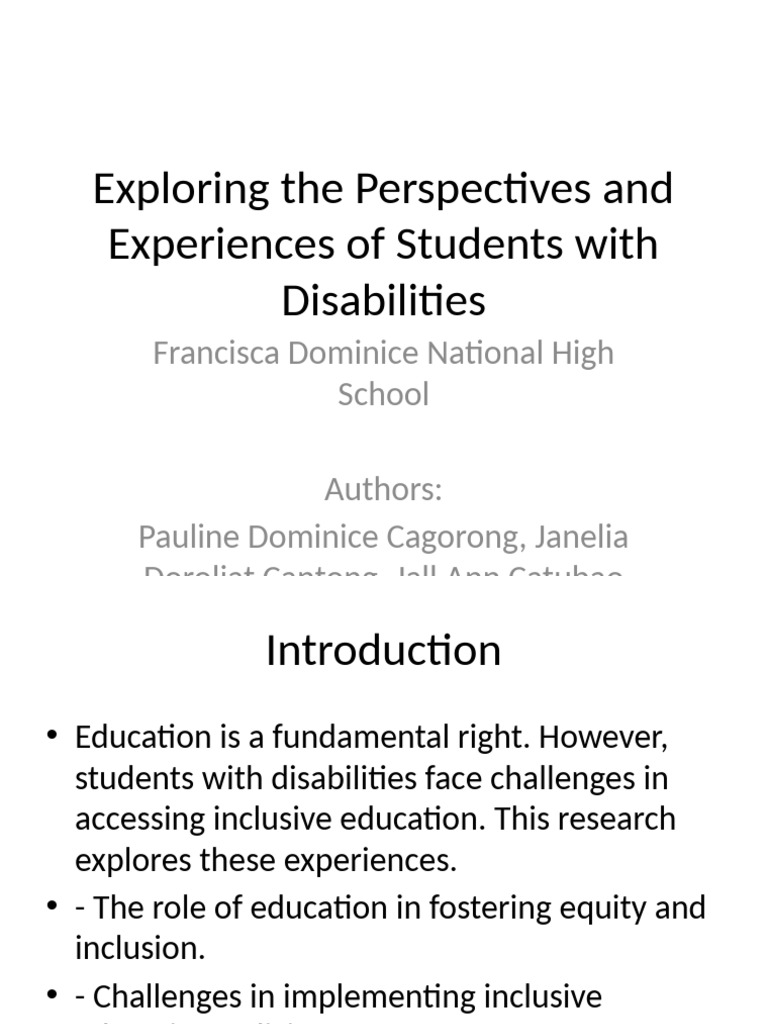Student Disability Experiences in Education | PDF | Inclusion ...