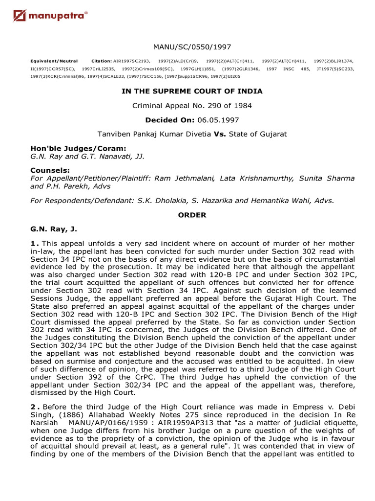 Supreme Court Ruling on Murder Appeal | PDF | Acquittal | Judgment (Law)
