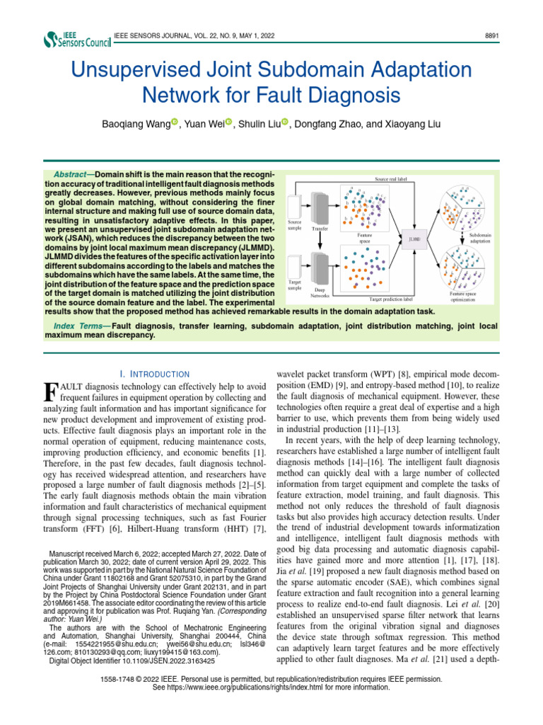 Unsupervised Joint Subdomain Adaptation Network For Fault Diagnosis ...