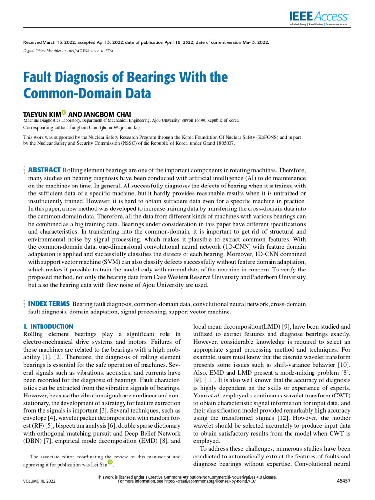Fault Diagnosis of Bearings With The Common-Domain Data | PDF | Support ...