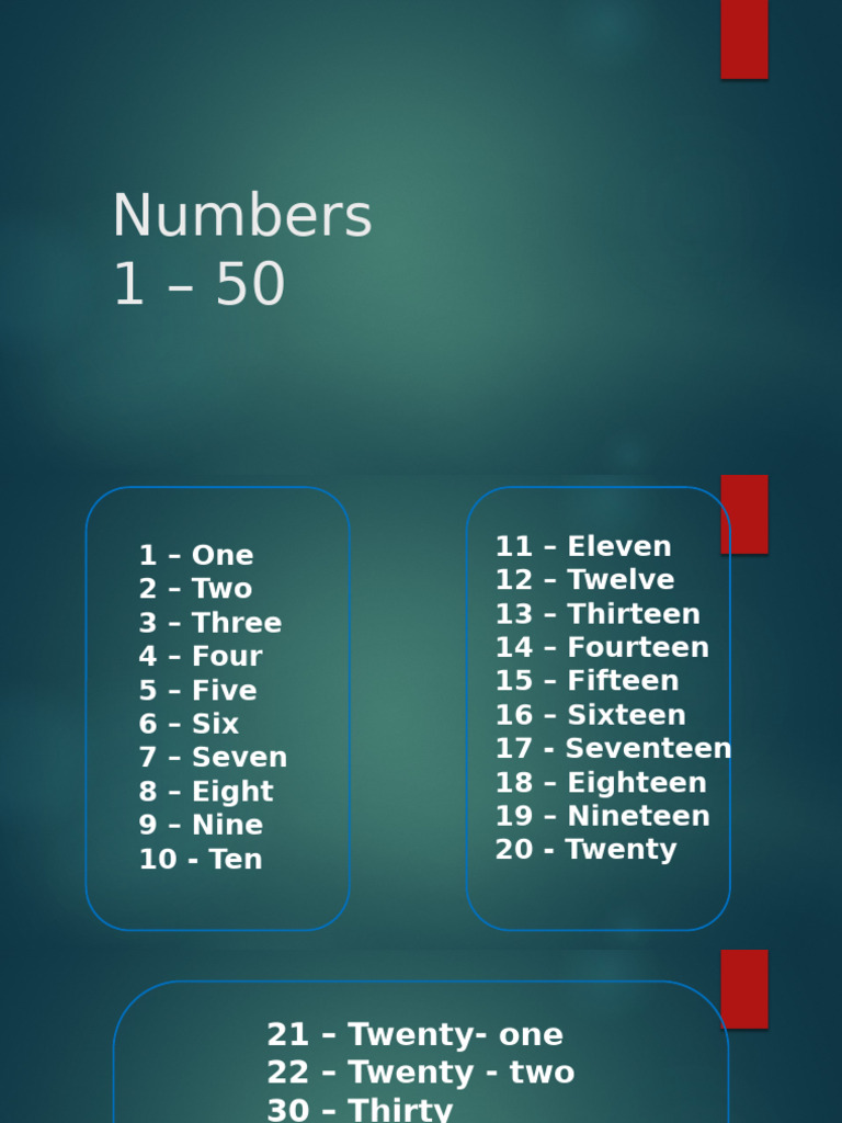 Numbers 1 - 50 | PDF