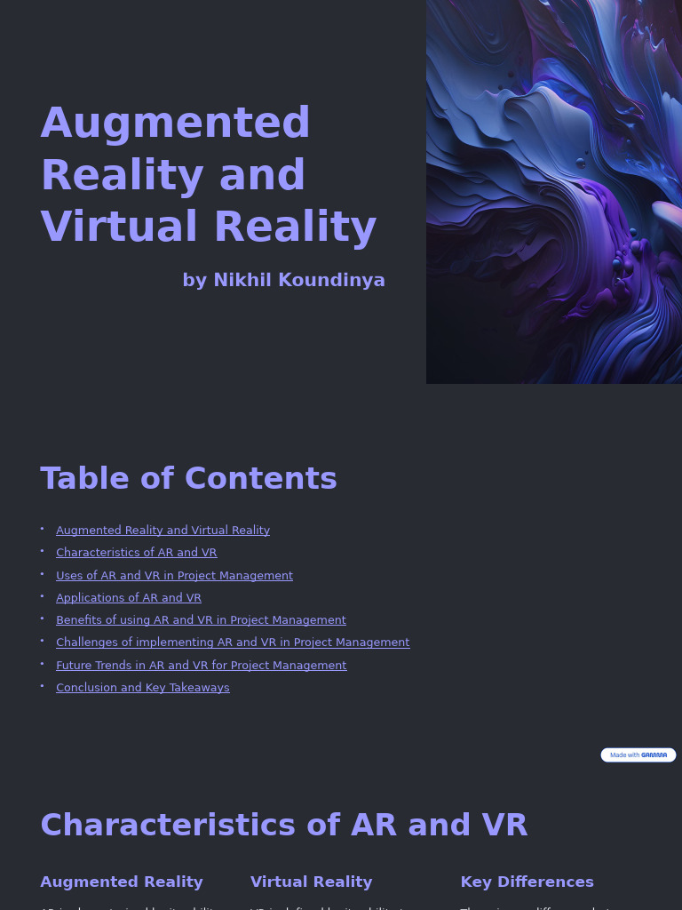 AR and VR in Project Management Insights | PDF | Augmented Reality ...