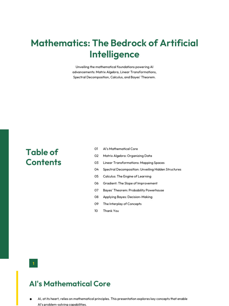 Mathematics Underpinning AI Advances | PDF | Eigenvalues And ...
