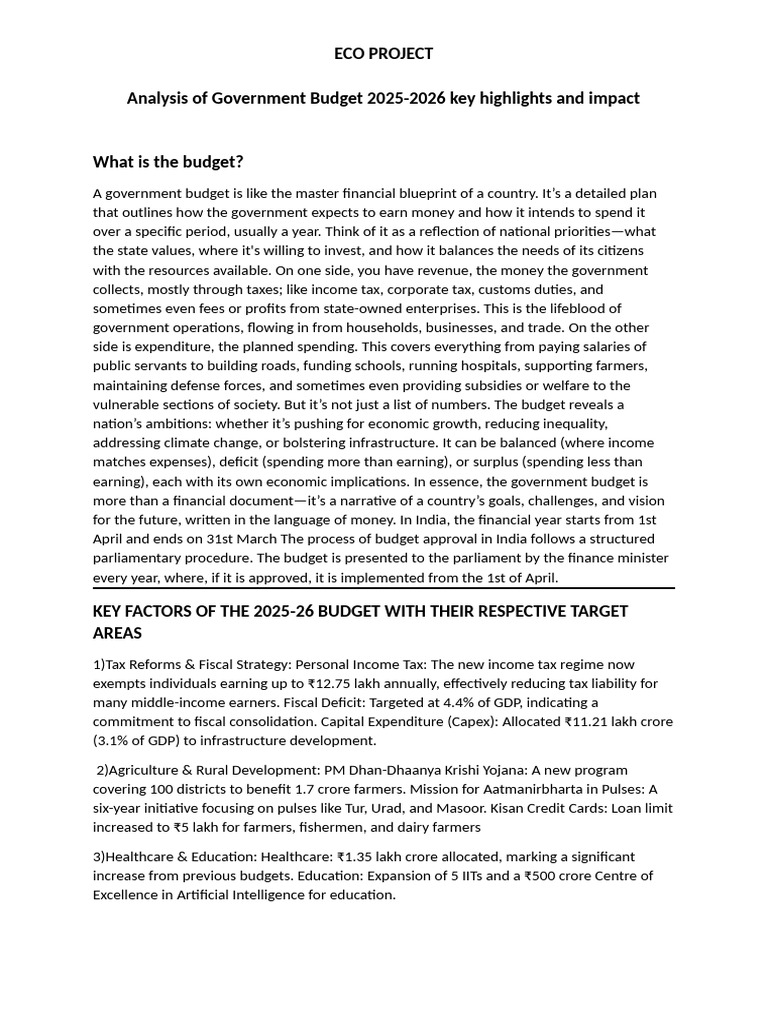Eco Proj 2 | PDF | Government Budget Balance | Infrastructure