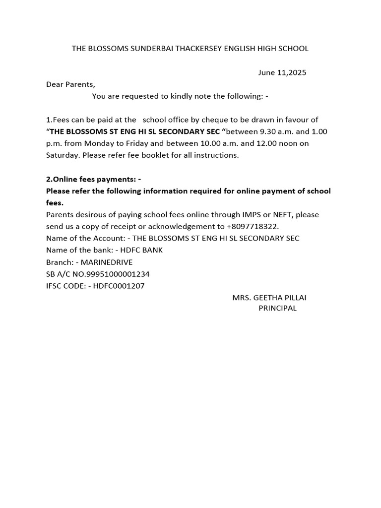 School Fees Payment Instructions | PDF