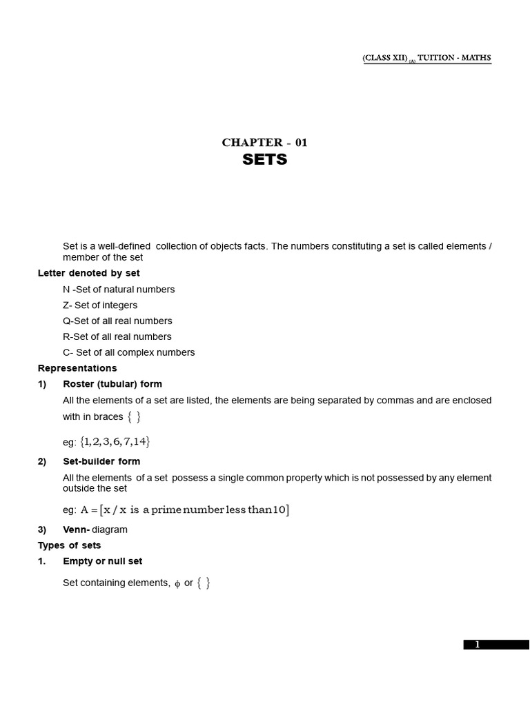Understanding Sets: Types and Operations | PDF | Set (Mathematics ...