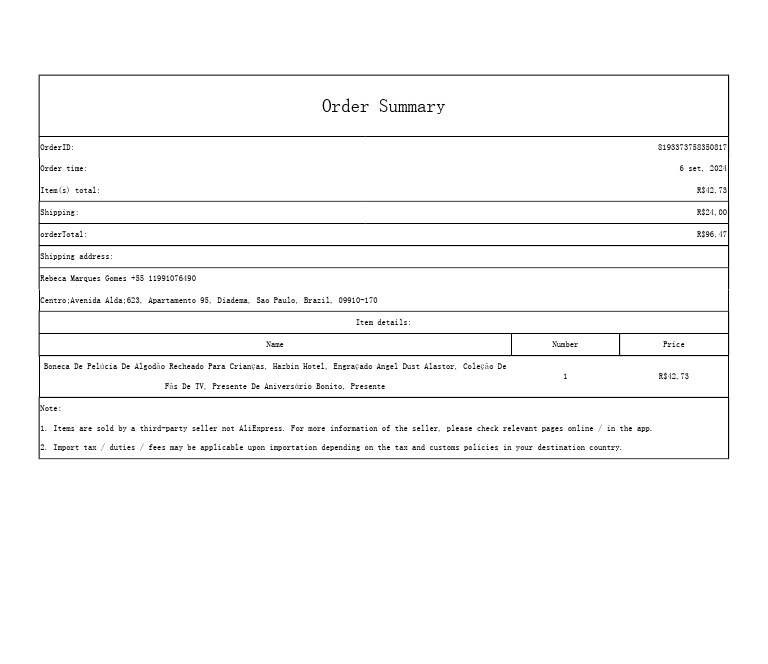 Order Summary | PDF