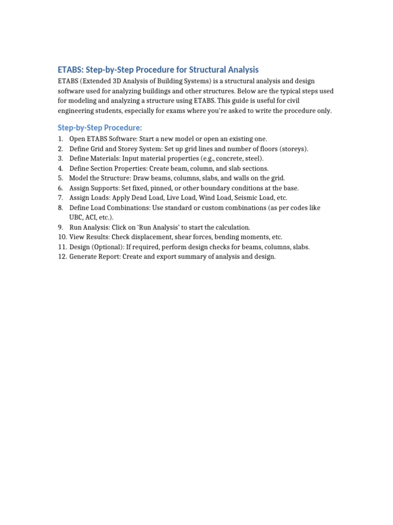 ETABS Procedure Guide | PDF