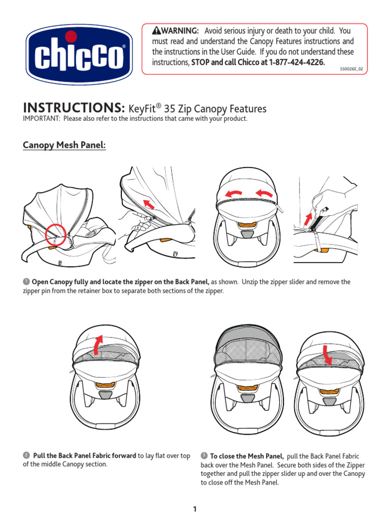 Chicco KeyFit 35 Canopy Instructions | PDF