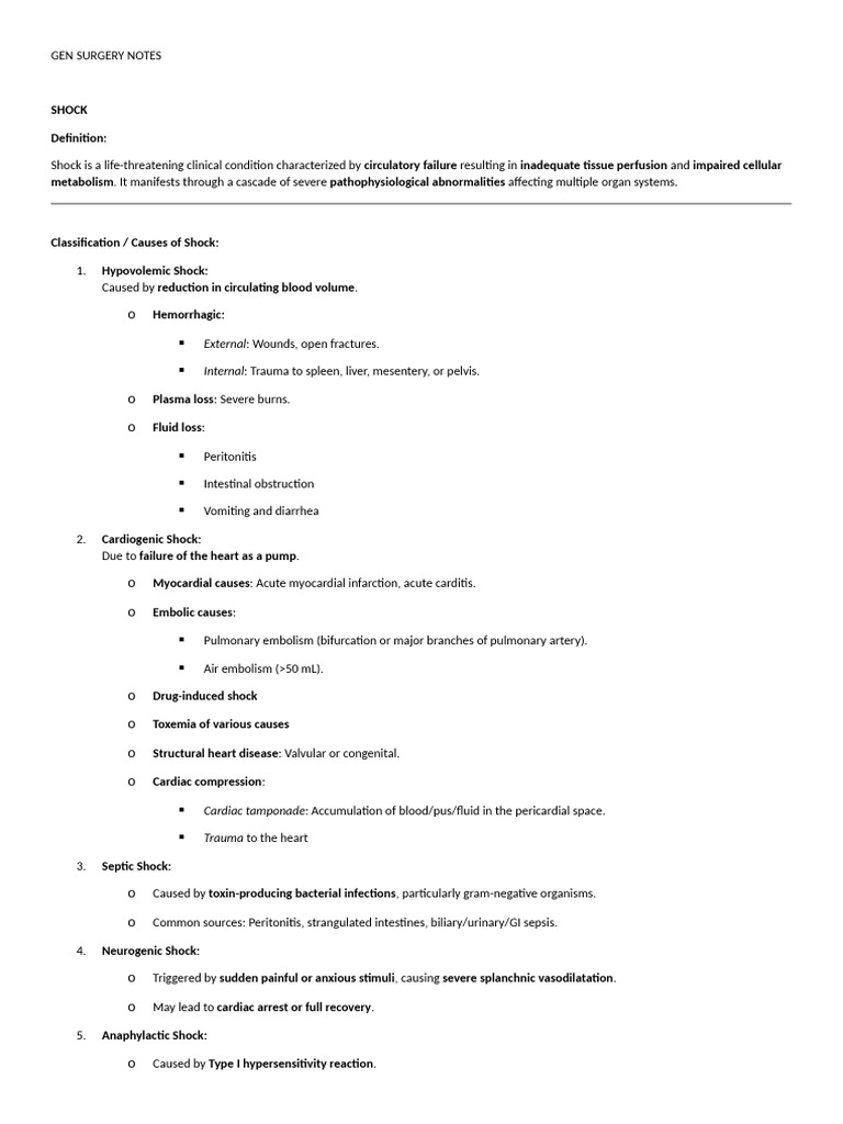 Understanding Shock: Types and Management | PDF | Shock (Circulatory ...