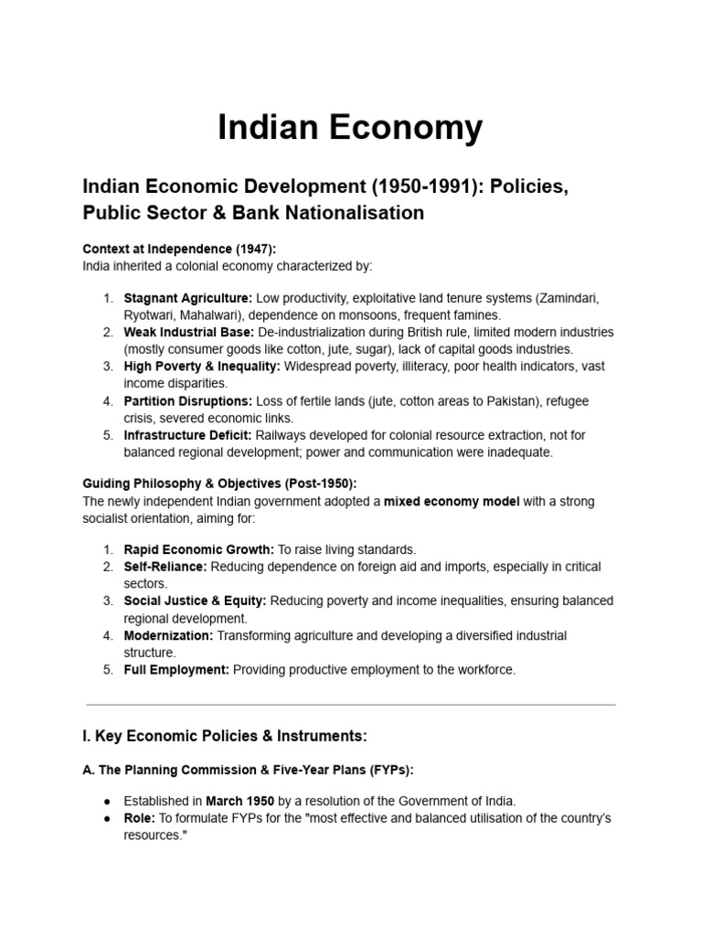 Indian Economic Policies (1950-1991) | PDF | Government Budget Balance ...